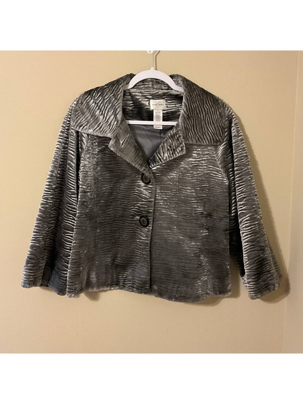Emma James Soft Silver Velvet Coat